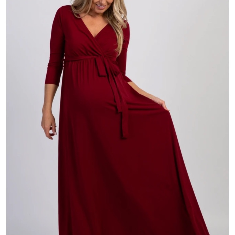 PinkBlush Large Burgundy Draped Maternity Dress